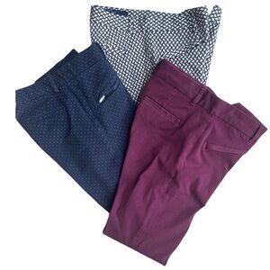 GAP Women's Cropped Pants - Navy and Burgundy